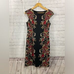 Maggy London Womens Size 6 Cap Sleeve Fully Lined Paisley Sheath Dress